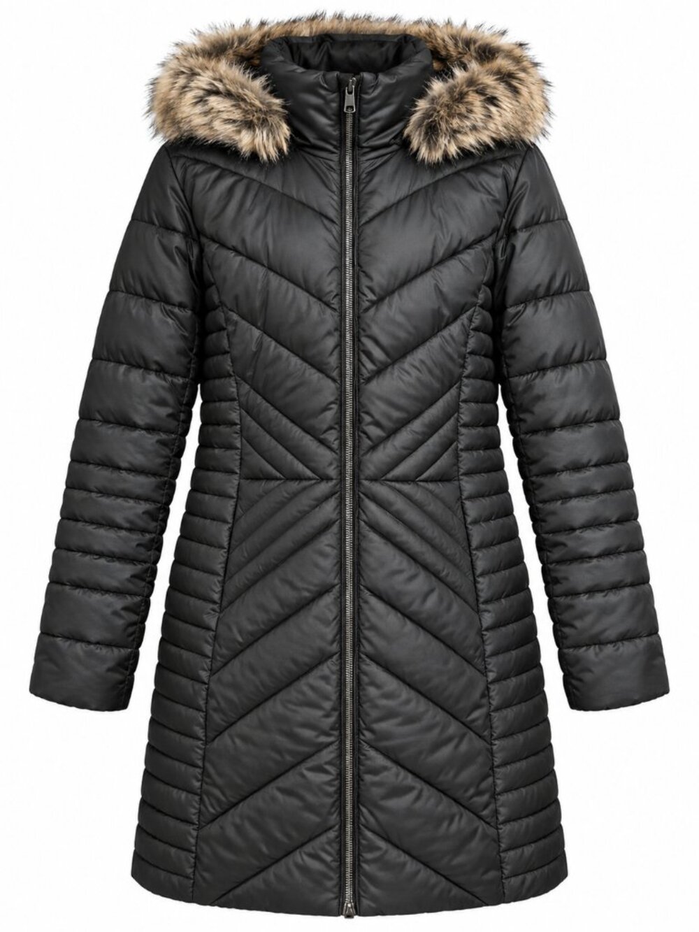Lands' End Women's PrimaLoft Insulated Chevron Quilted Hooded Parka PrimaLoft M